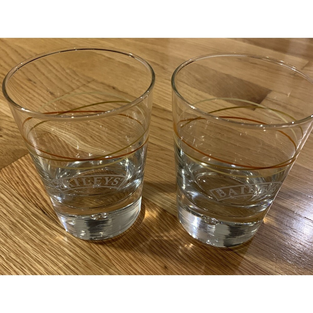 Baileys High Ball Glasses Set of 2 Vintage‎ Art deco Design Heavy Bubble Base
